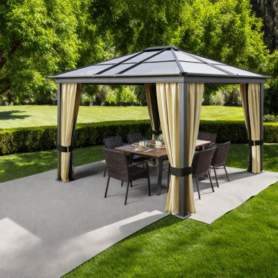 Modern Hardtop Gazebo, Aluminum & Polycarbonate, Spacious Outdoor Shelter