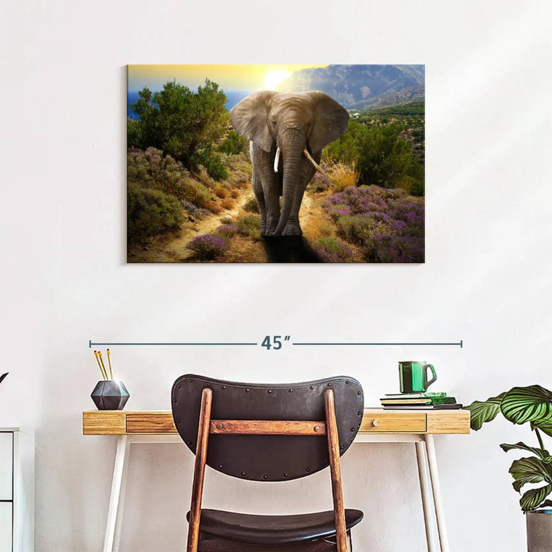 Éléphant gambadant, H 24 po x l 36 po