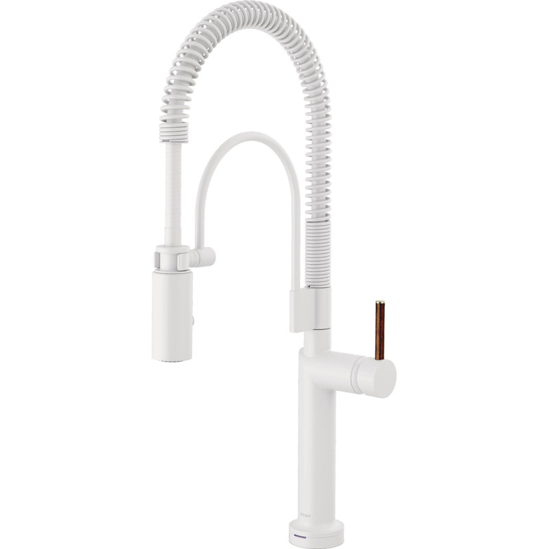 Jason Wu Smarttouch Semi-Professional Kitchen Faucet, Wood Lever Handle, Matte White