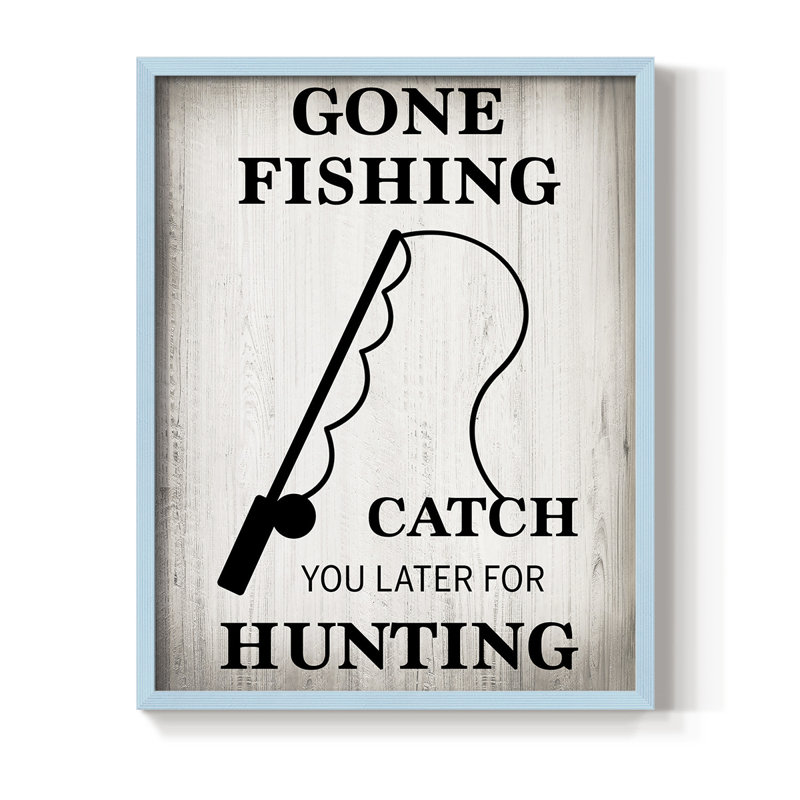 Gone Fishing Framed Print - Solid Wood, Blue, 21" H x 17" W