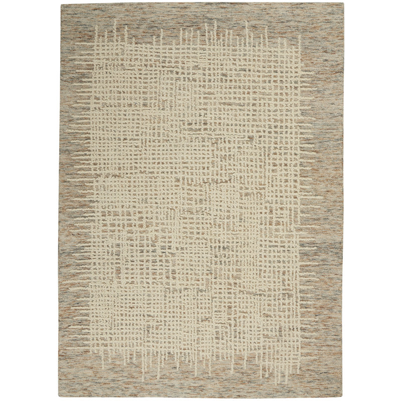 Tapis touffeté en laine beige, Rectangle 3 pi 9 po x 5 pi 9 po