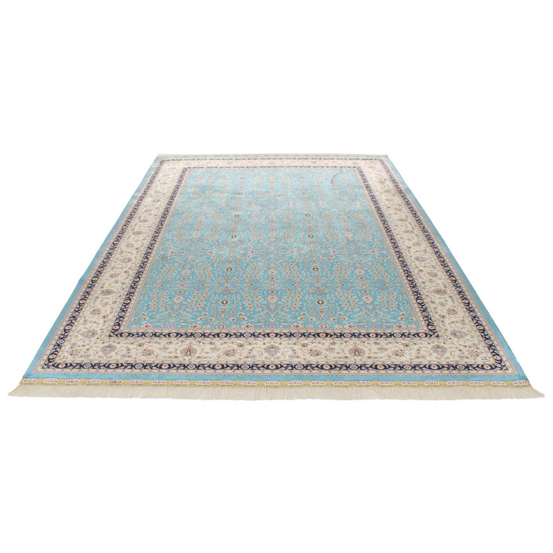 Tapis turc bleu et ivoire 7 x 10