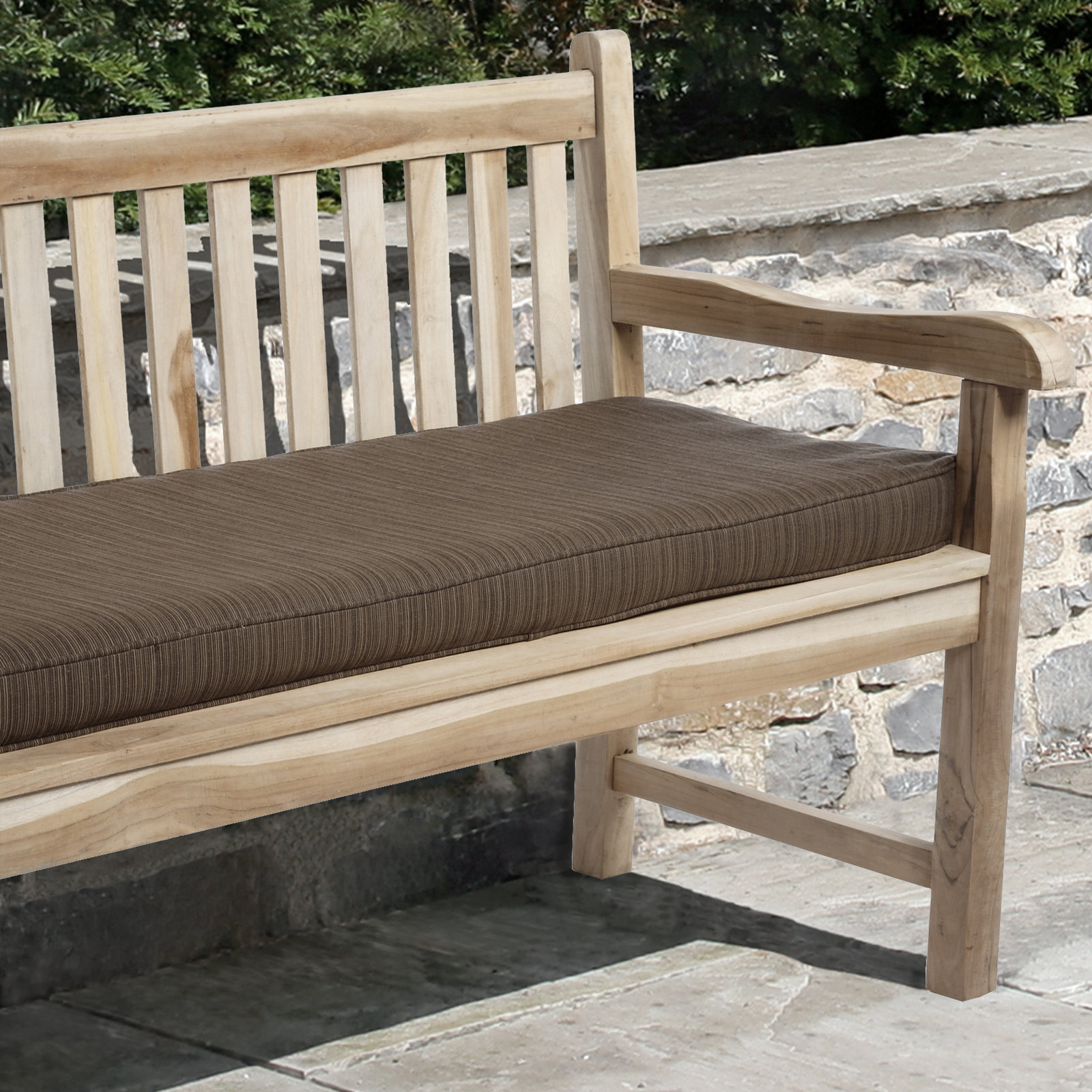 Sunbrella Outdoor Bench Cushion, 43" W x 18" D, Cast Silver Sunbrella® Plainweave