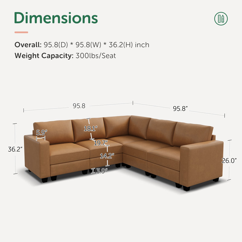 Abramson L-shaped Faux Leather Sectional Sofa