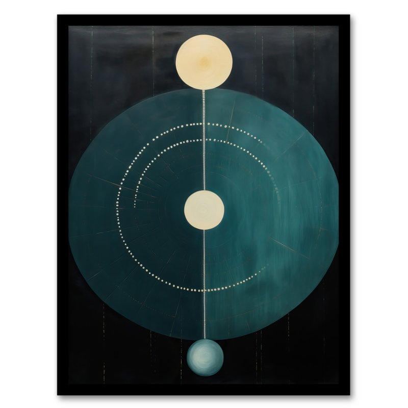 Abstract Teal Circles Painting Minimalist Geometric - Single Picture Frame Print