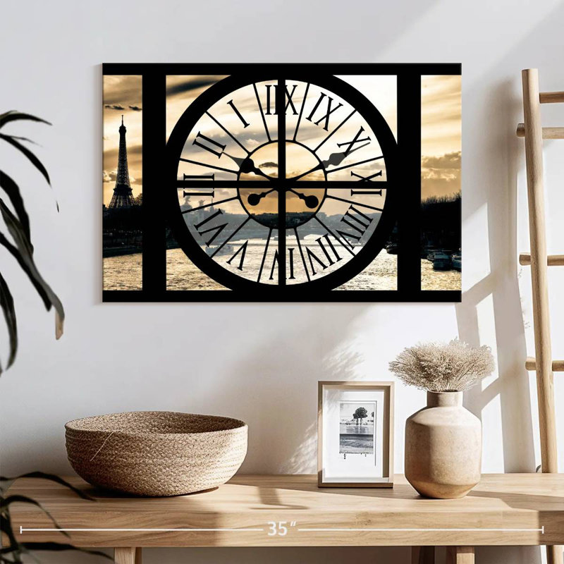 Kavia Clock Window - Paris Sunset, 34" H x 51" W
