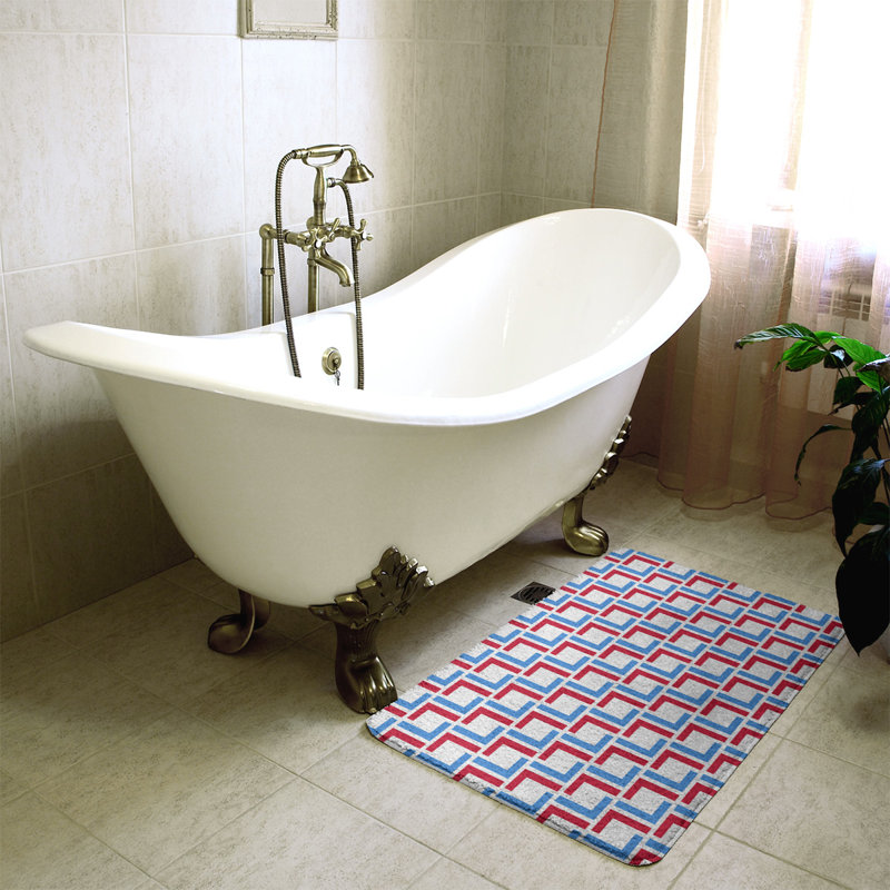 Tapis pour salle de bain Baltimore, l 17 po x L 24 po, White/Light Blue/Red