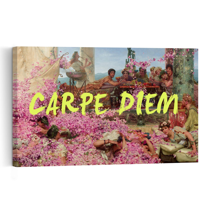 Carpe Diem Rose Feast Romantic Vibrant Abstract Rose Flower Landscape Wall Art Print by Talitha McQueen - Wrapped Canvas Print