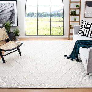 Krizal Geometric Handmade Flatweave Ivory Area Rug