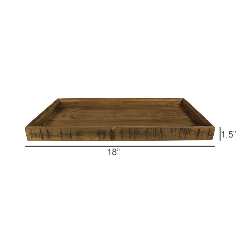 Wood Tray, Rectangle - Sm, 10"W x 18"D x 1.5"H
