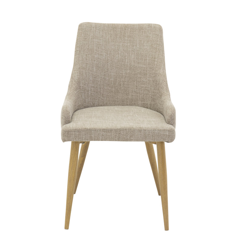 Metzger 46cm H Polyester Blend Upholstered Side Chair, Light Grey, Oak