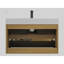 Meuble-lavabo mural 36 po avec lavabo noir, grand meuble-lavabo flottant mural pour salle de bain moderne, lavabo blanc une pièce sans drain, pré-assemblé