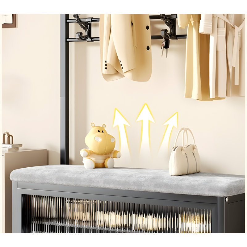 Nordic Entryway Bench With Coat Rack And Shoe Storage, Space-Saving Hallway Organizer For Home