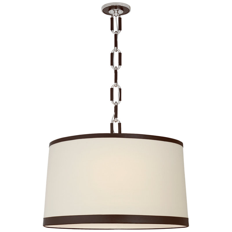 Ralph Lauren Cody 3 Light Chandelier, Polished Nickel/Chocolate Leather, 20.75"H x 32"W x 32"D