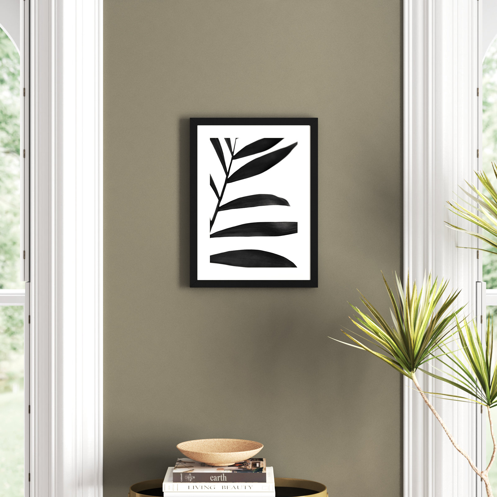 Black Palms V by W. Stramel, 20" H x 15" W, Black Framed Paper