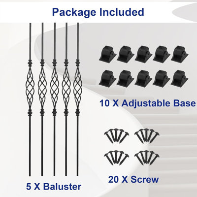 5-Pack Iron Stair Balusters for Staircase Interior