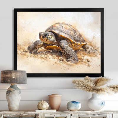 Minimal Turtle In The Sand - Tortue, reproduction sur toile