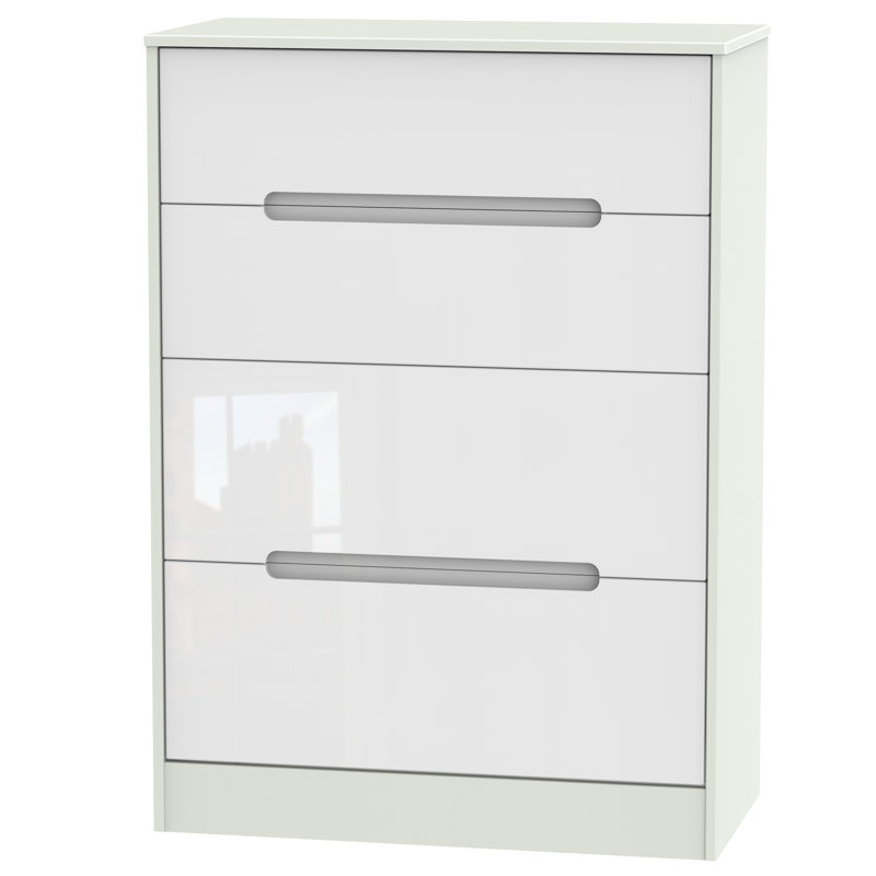 Fully Assembled Vernon 4 Drawer Chest, White Gloss/Kashmir
