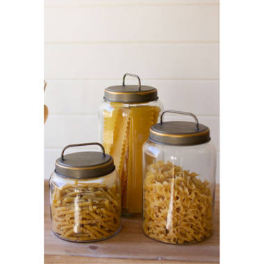 Gracie Oaks Kitchen Canisters Set Airtight Glass Jars with Bamboo Lids