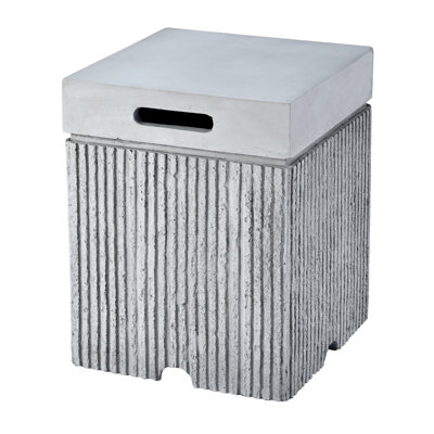 U_STYLE 15.75''Outdoor Propane Tank Cover Table with Vertical Slats,MGO Propane Holder Hideaway for 20 lb Gas Tank,Square Top Side Table with Handle Slots,Propane Not Included,Suitable for Patios