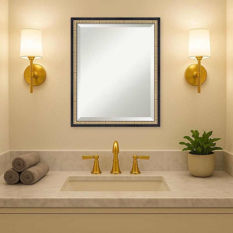 Miroir mural de salle de bain Petronella, L 18 po x H 22 po, Castellan Black