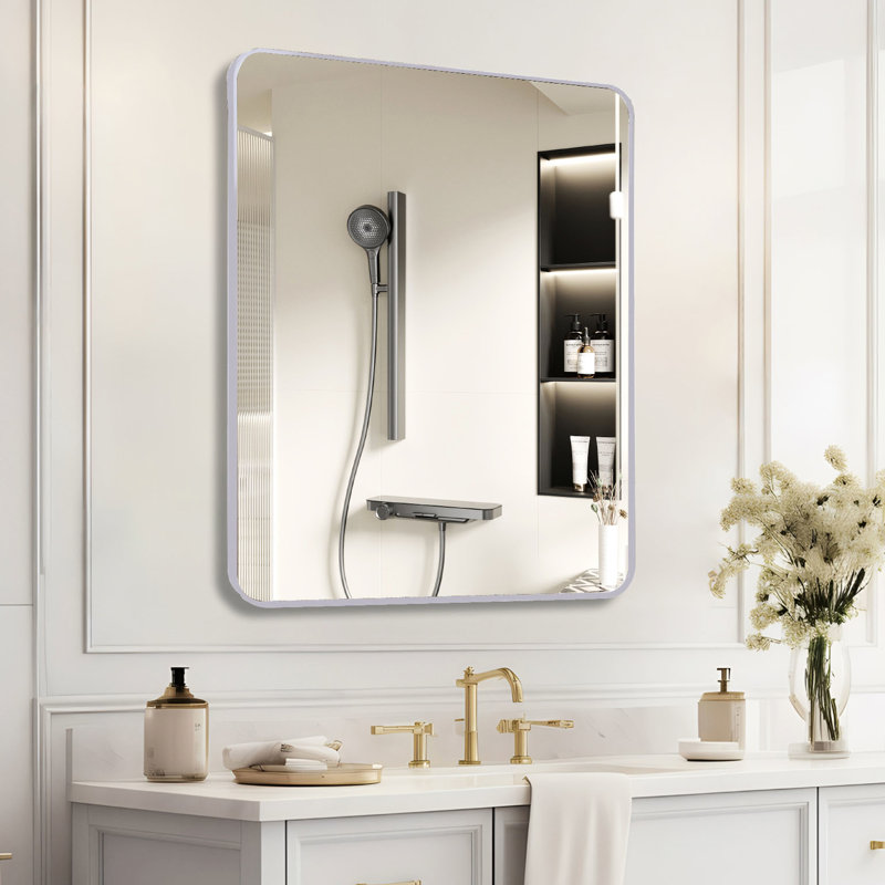 36In X Square Mirror For Bathroom, 4Mm Glass, - Rust Aluminum Alloy, Reinforced Hooks Diameter Wall Modern Frame, Shatterproof