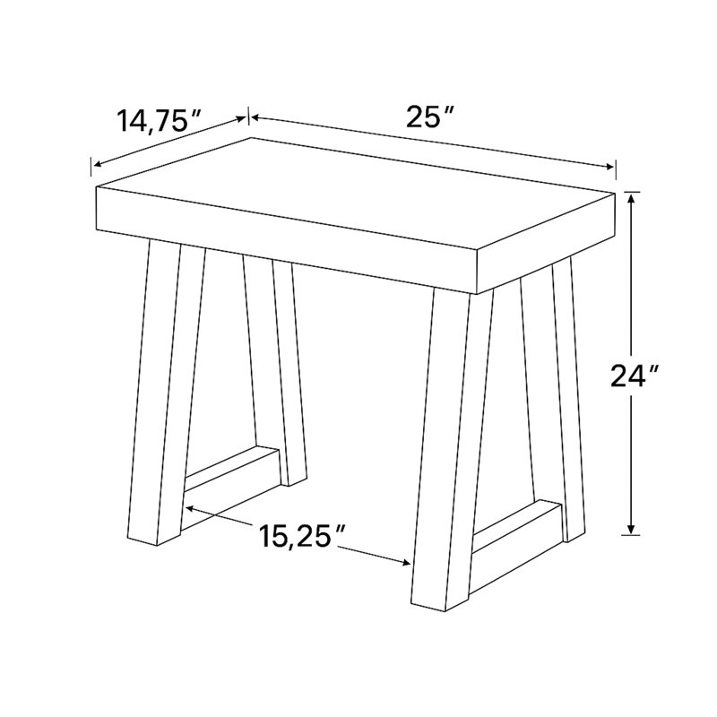 Table d'appoint rectangulaire Coleman, 25 po, Noir
