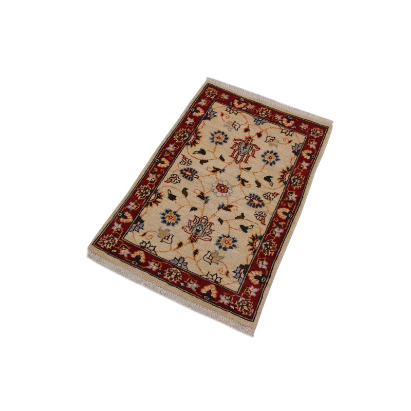 Baccio Oriental Handmade Hand-Knotted Runner 1' x 2'11" Wool in Beige