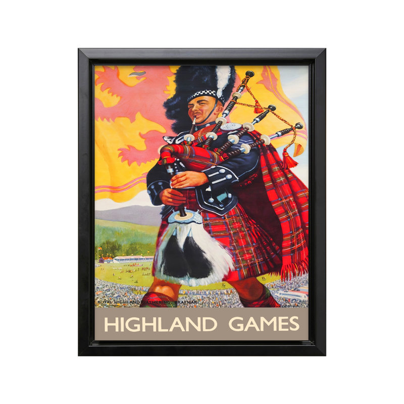 Highland Games Travel By Rails, 11"H x 14"W, Canvas, Black Framed