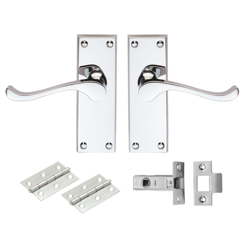 Gerolf Latch Door Handle, Polished Chrome