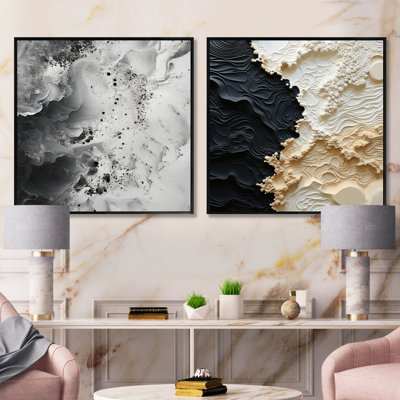 Colemon - ensemble de 2 collages carrés abstraits