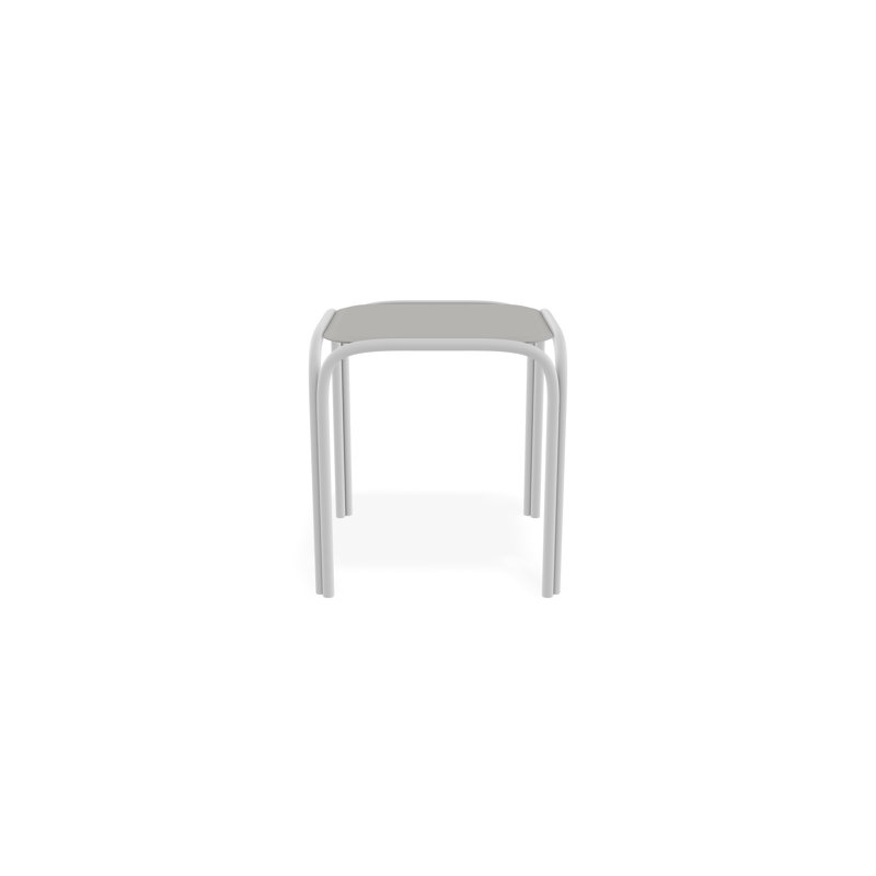 Outdoor Square Side Table, White/White