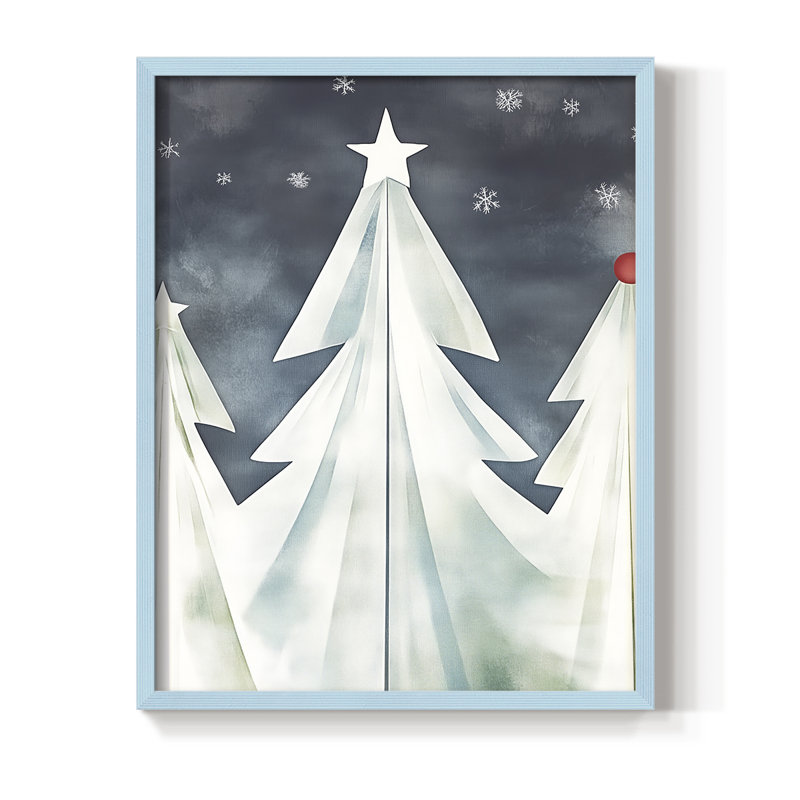«Christmas Holiday Art DCCCLVI», reproduction d'art encadrée - bois massif, Bleu, H 21 po x l 17 po