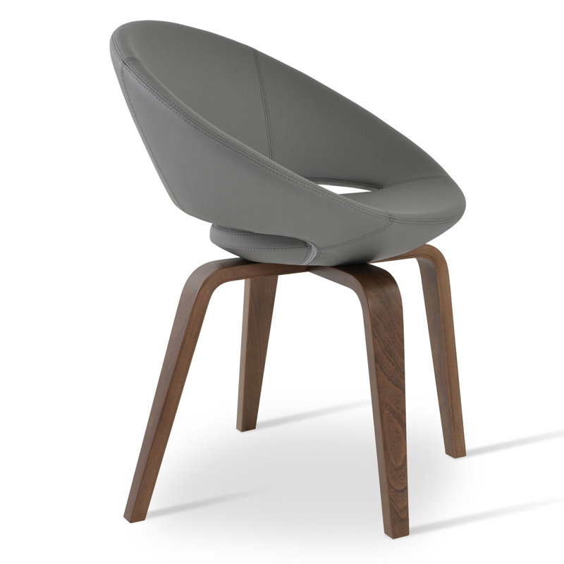 Crescent Plywood 23.75" Wide Papasan Chair, Dark Gray Faux Leather, Black Faux Leather