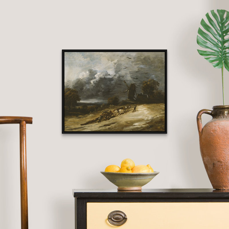 «The Storm, 1814-30» par Georges Michel - reproduction d'art sur toile, Cadre noir, H 18 po x l 22 po x P 1,75 po