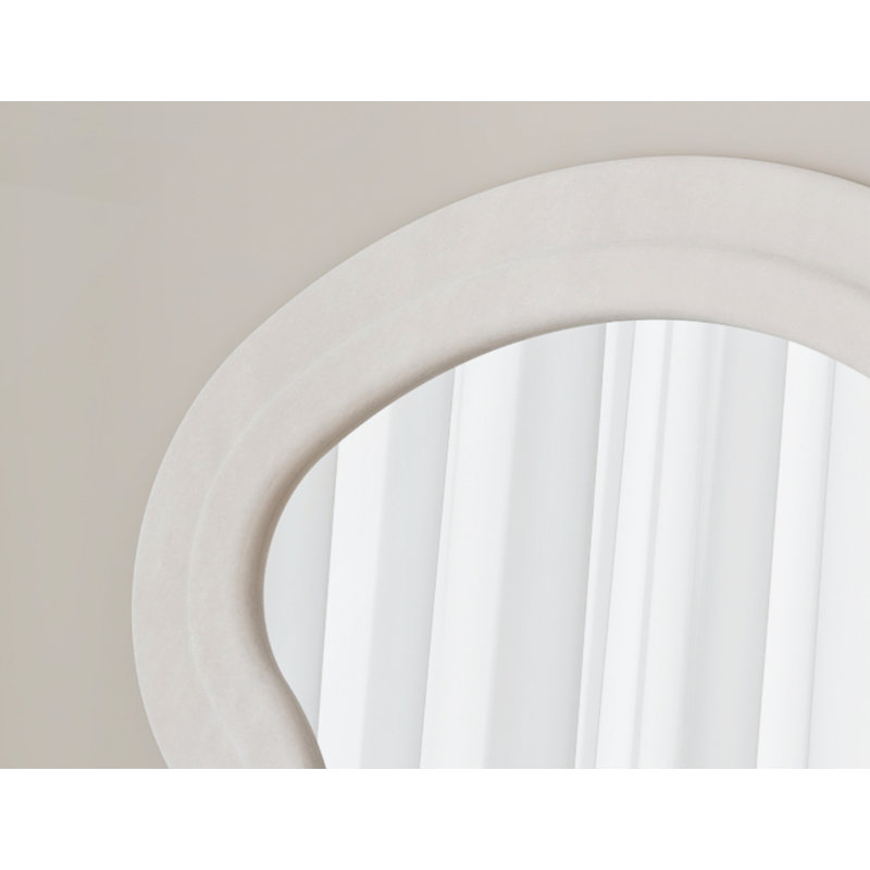 Flannel Full Length Wavy Floor Mirror for Bedroom and Living Room, Hanging or Freestanding with Durable Design, White