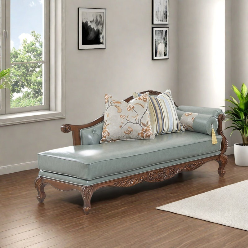 Chaise moderne en bois massif sculpté, Orienté à droite, Cyan clair