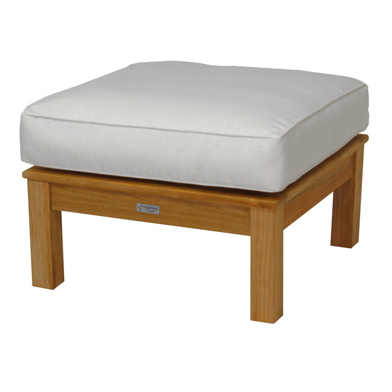 Monterey Teak Outdoor Ottoman, Canvas Natural Sunbrella® Canvas