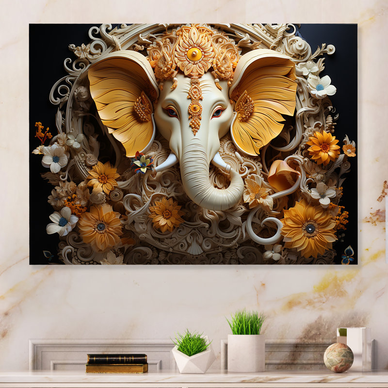 Éléphant indou Ganesha, H 16 po x l 32 po x P 1 po