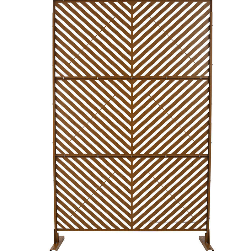Panneaux de clôture 76 "H48" l 76 "- métal, brun pour les espaces extérieurs et intérieurs terrasse, patio, balcon, pelouse, jardin Ps113