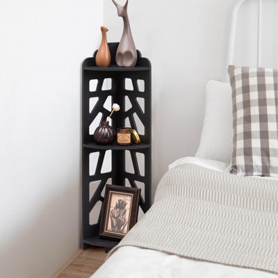 Corner Shelves,Corner Shelf Stand Waterproof Great For Bathroom Storage Tight Space,Small Shelf Stand Fit, Corner Tables For Small Space,Black