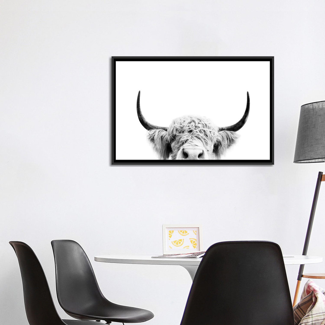 " Peeking Cow In Black & White " by Sisi & Seb East Urban Home 