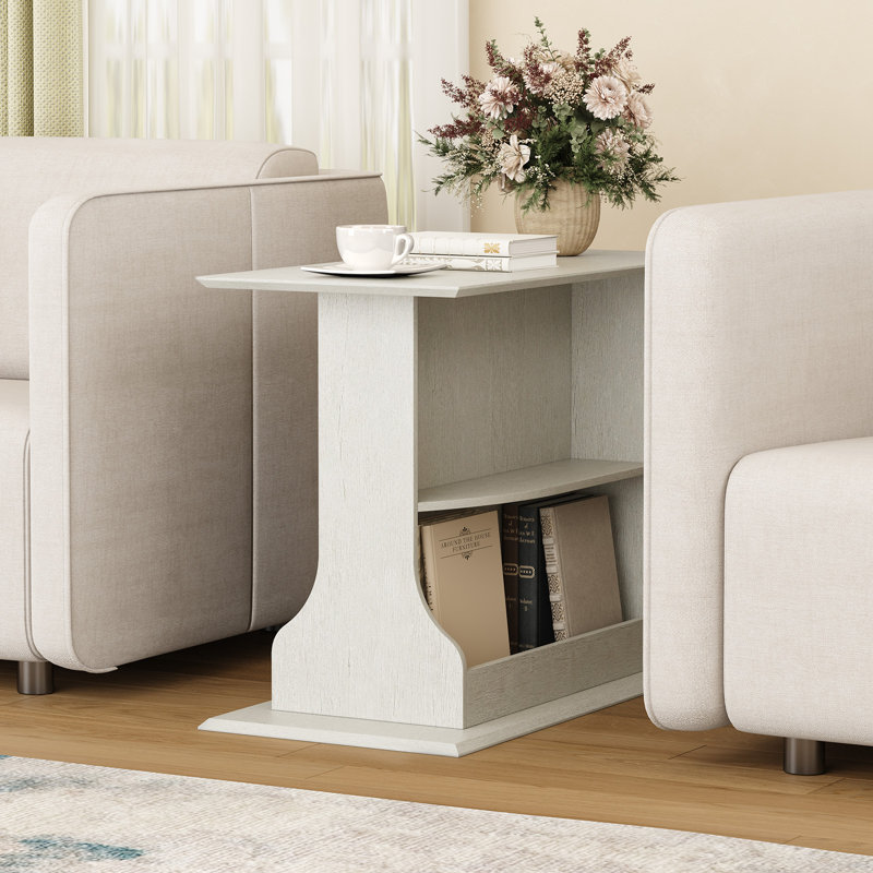 32" W End Table with Shelf for Living Room,Wood-Look Sofa Table,Acception Room Side Table,Coffee Desk with Magazine Rack.