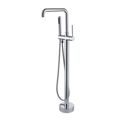 Robinet de baignoire autoportant avec douche à main - Finition, deux poignées, fonctionnement manuel pour la salle de bain. Fabrication en métal solide et fiable. Jet complet pour corps entier, rincer la couverture. Conception concise