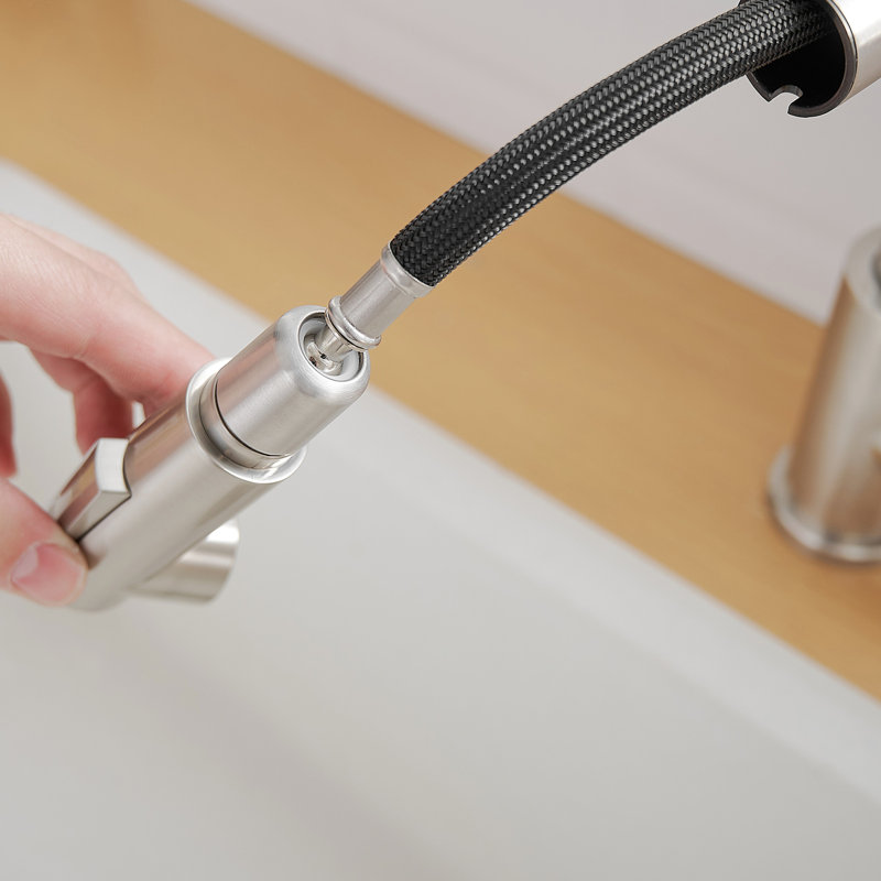 Stainless Steel Bathroom Faucet In Brushed Nickel, Pull Down , Contemporary For Washroom Modern Nickel Sink Faucet, 360 Swivel Design