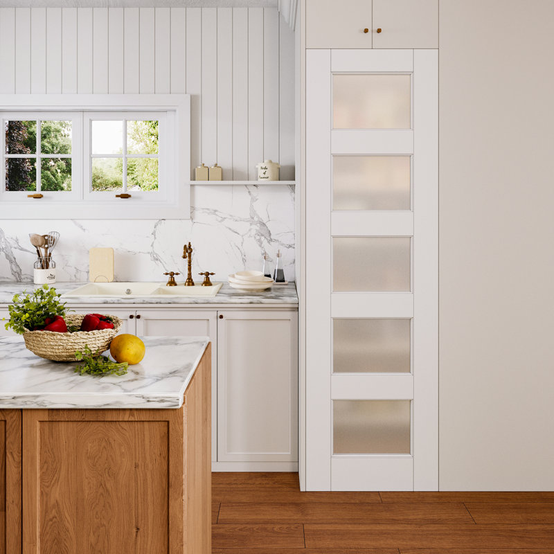Porte standard en bois massif givré blanc 5 pièces, 24 po x 80 po, 1