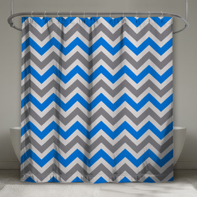 Rideaux de douche à chevrons bleus et gris