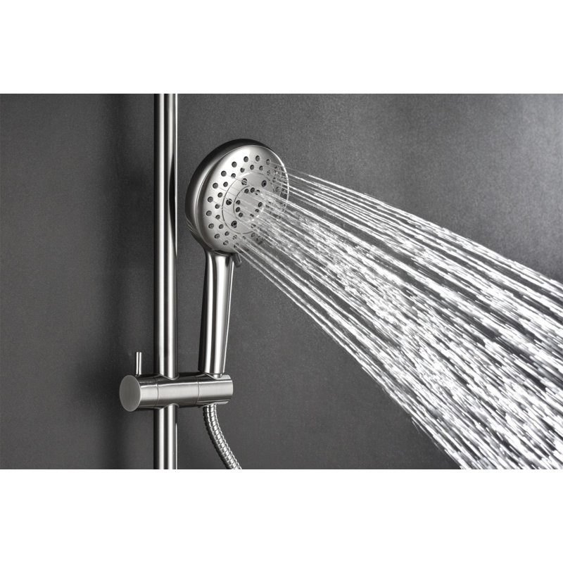 Showerspas Shower System, With 10" Rain Showerhead, 4-Function Hand Shower, Adjustable Slide Bar And Soap Dish