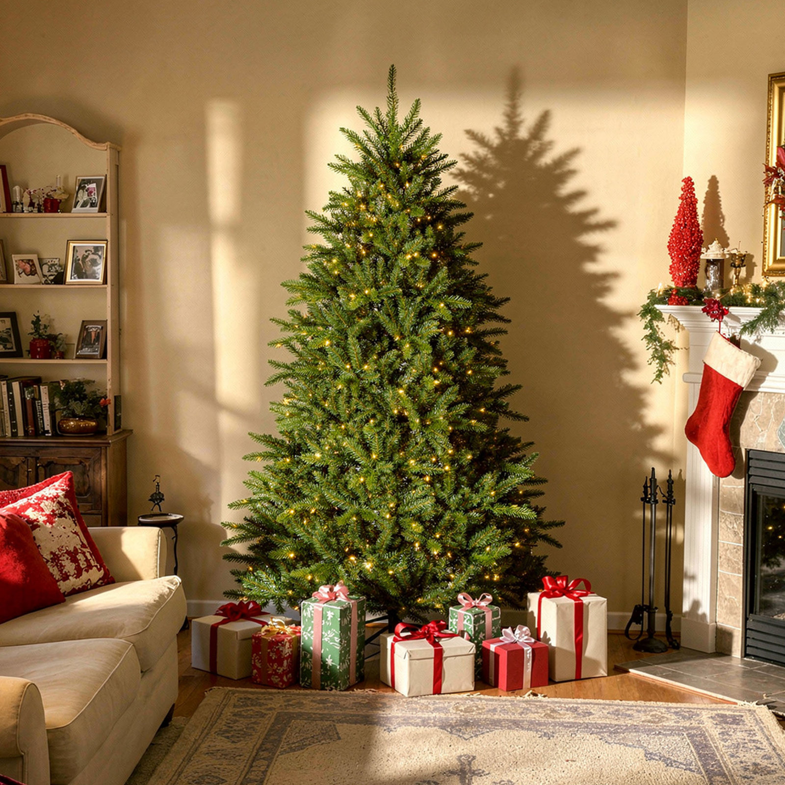 Reena Pre-Lit Fir Christmas Tree, 6'5"