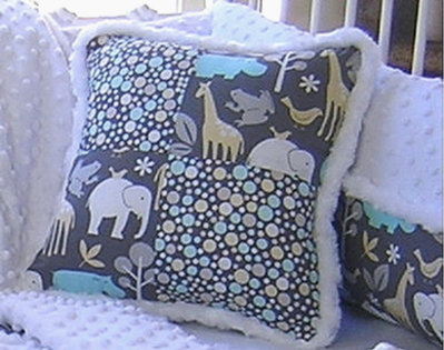Blue Animal Cookies Cotton Blend Throw Pillow
